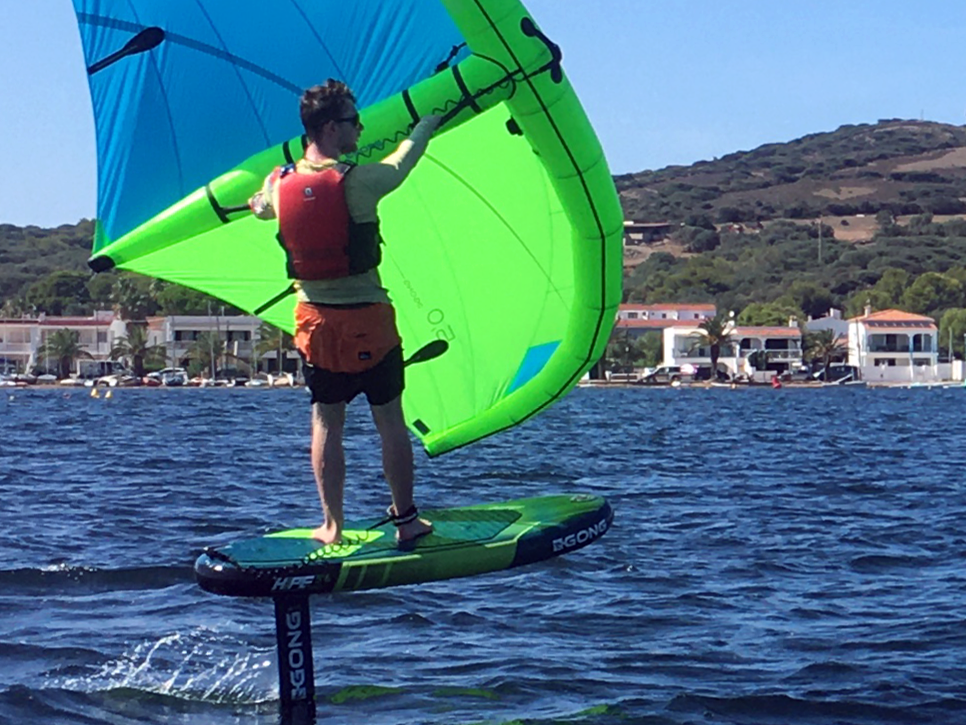 teenager wing foiling in menorca