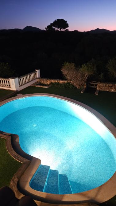 Villa Celia pool at dusk