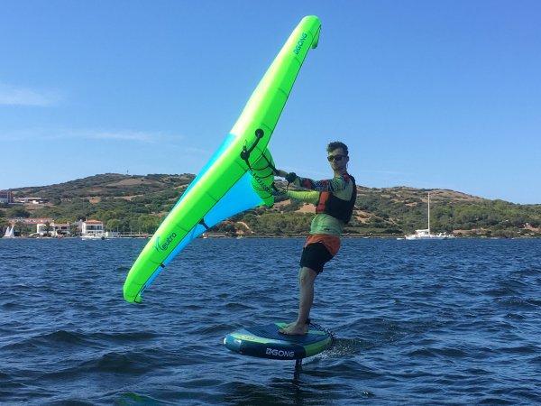 teenager wing foiling at minorca sailing